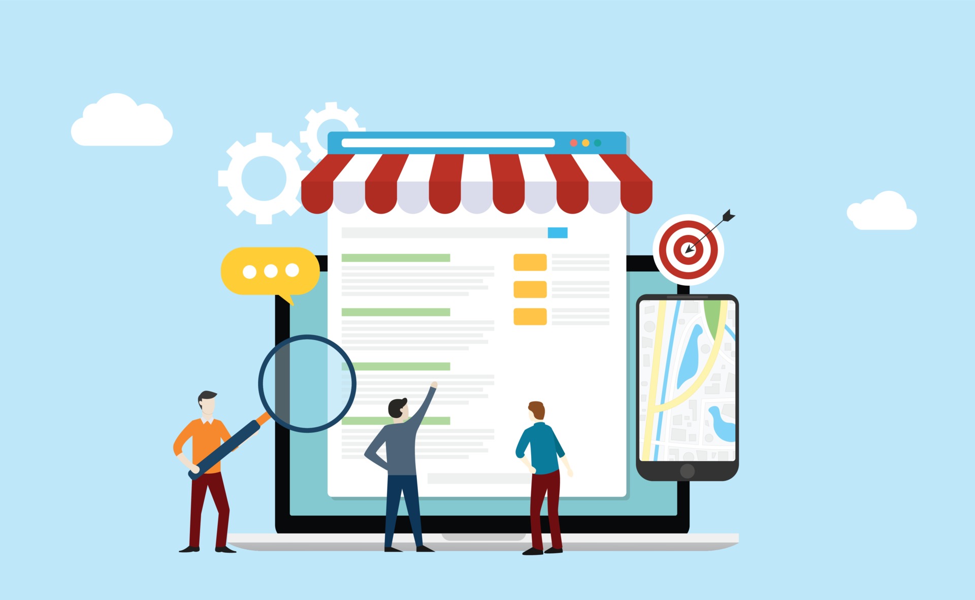 Local business appearing on Google Maps with high rankings and customer reviews